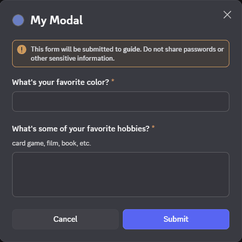 Modal Example